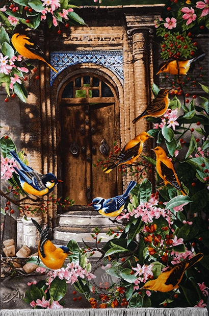 تابلوفرش دستبافت باغ ایرانی و پرندگان