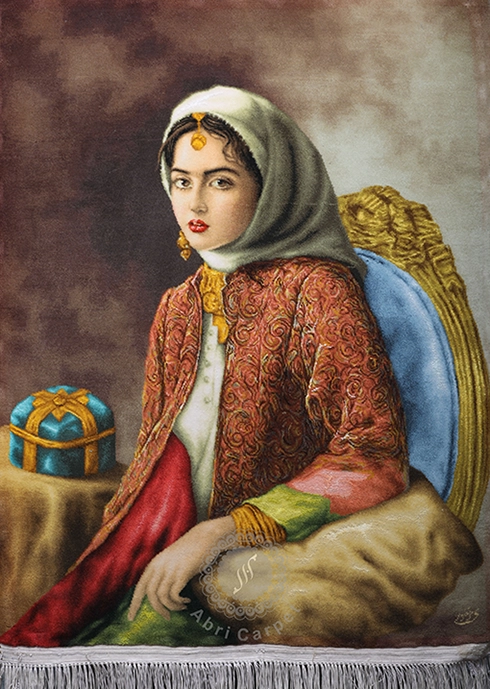 تابلوفرش طرح دختر قاجاری کاتوزیان