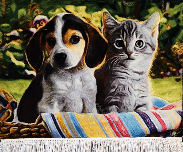 Dog and cat Handwoven carpet