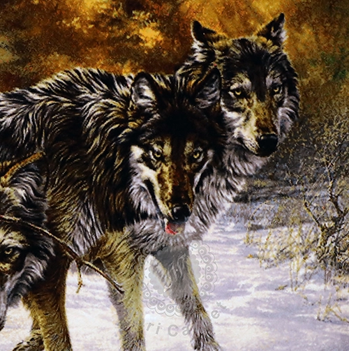 Wolves in the winter Handwoven carpet