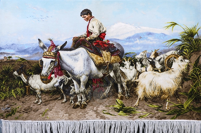 The Vega of Granada Returning from Pastures (nomads) Handwoven carpet