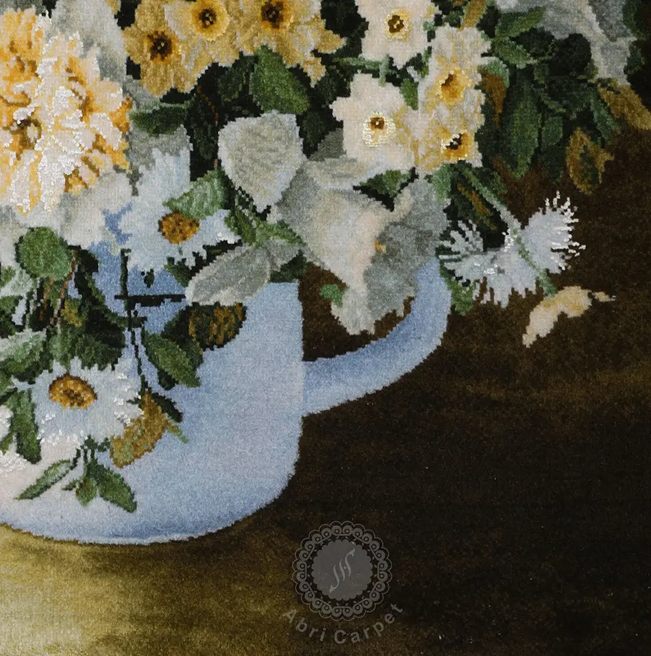 Flower in the white vase Handwoven carpet