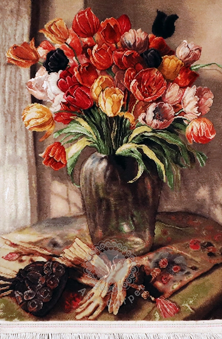 Tulip in the vase Handwoven carpet