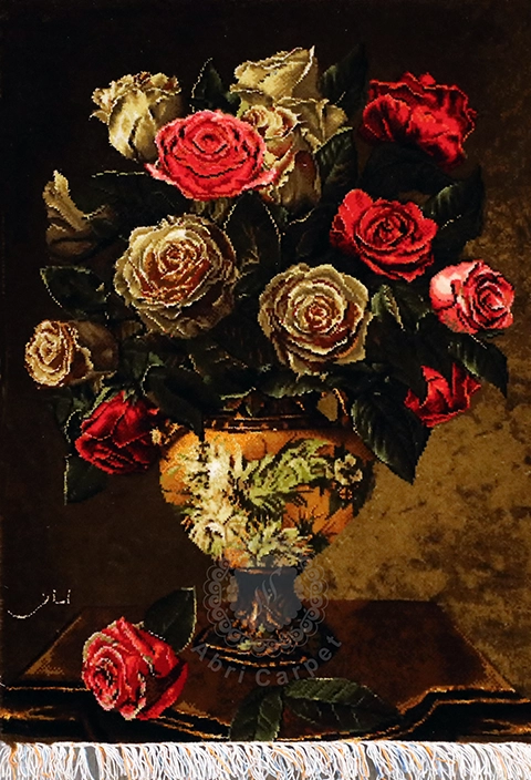 Rose in the vase Handwoven carpet