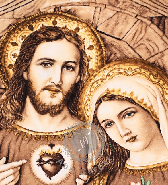 The Sacred and Immaculate Hearts (Jesus and Mary) Handwoven carpet