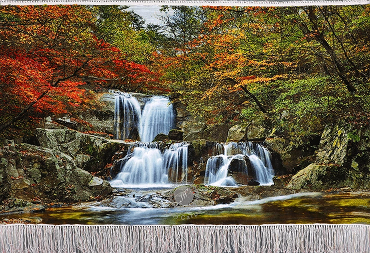 Forest and waterfall Handwoven carpet